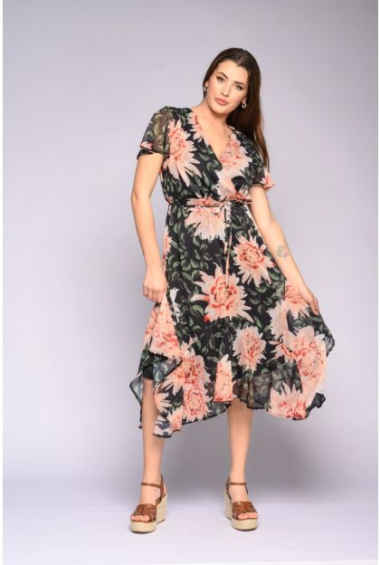 Print Sheer Maxi Dress