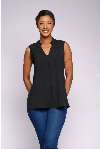 Sleeveless Front Pleat Top