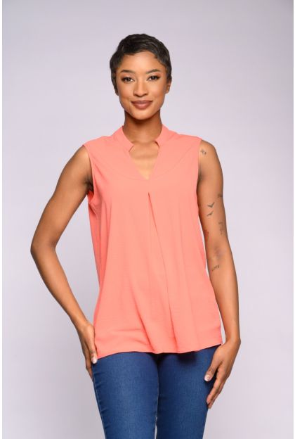 Sleeveless Front Pleat Top