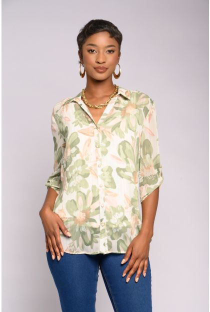 Lurex Stripe Print Blouse