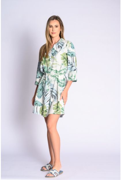 Print Leaf Short Dress