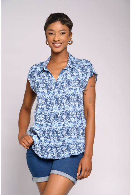 Print Crinkle Woven Top