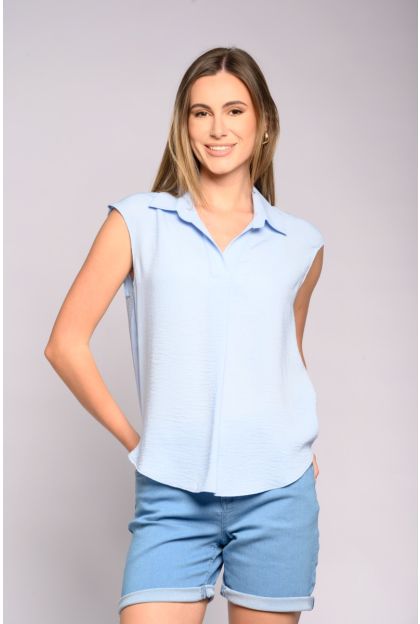 Ss Woven Button Through Top