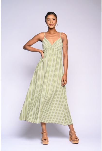 Stripe Dress With Drawstring