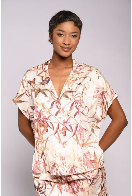 Print Satin Top S/S