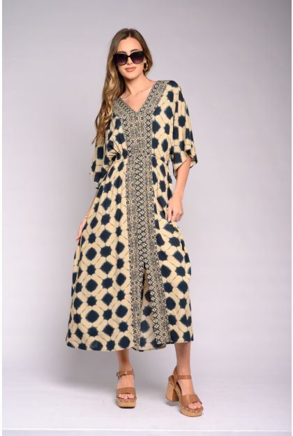 Print Border Maxi Dress