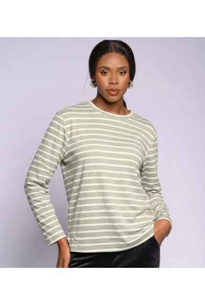 Stripe Knit Ls Top