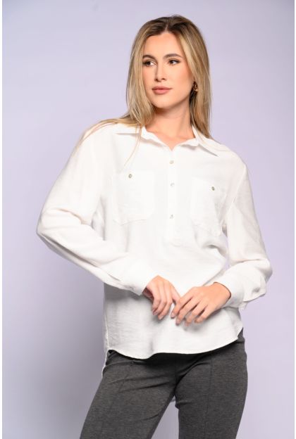 Button Through Woven Top