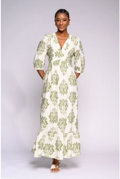 Khaki Print Maxi Dress