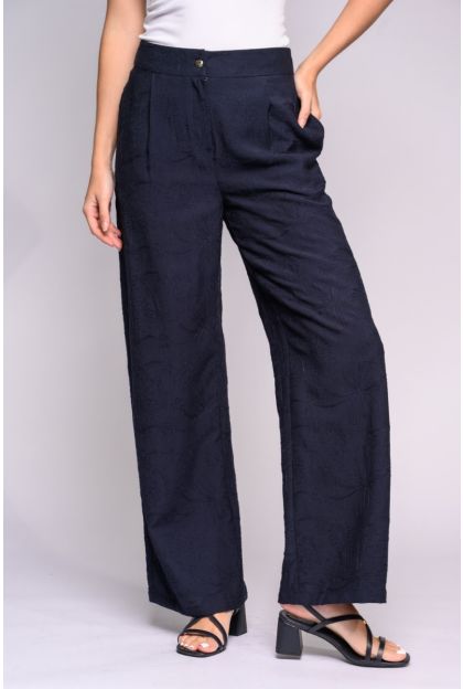 Embroidered Navy Pants