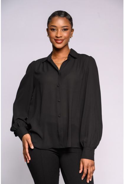 Plain Black Woven Blouse