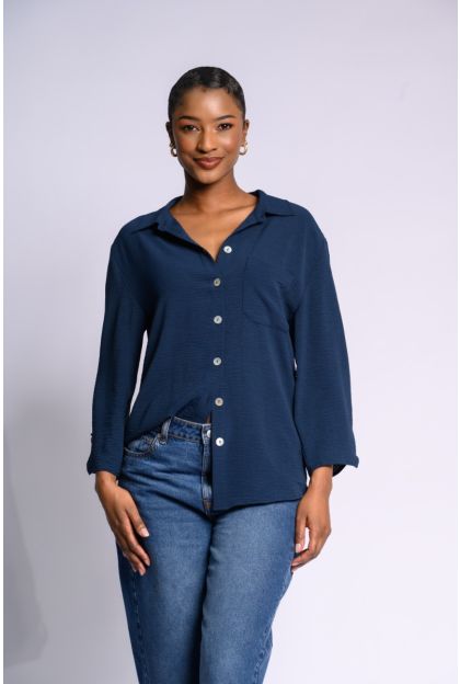 Navy Woven Top