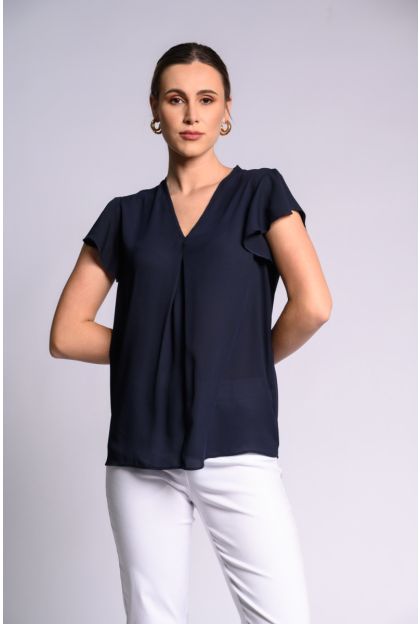 Navy Plain Woven Top