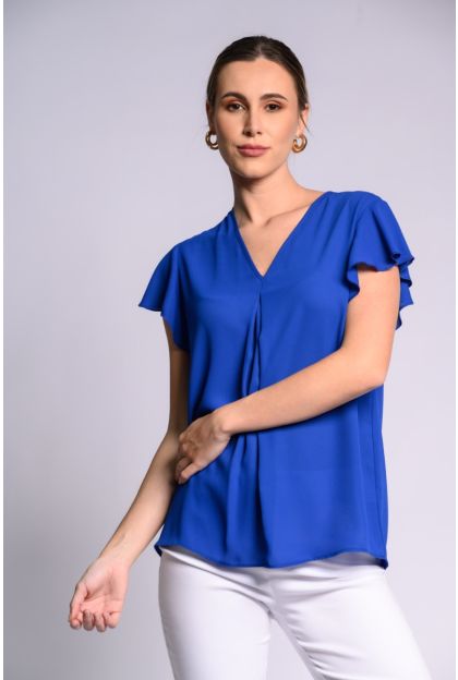 Royal Blue Plain Woven Top