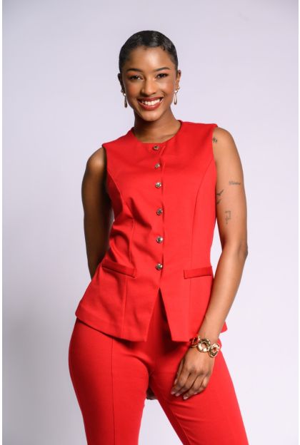 Red Knit Waistcoat