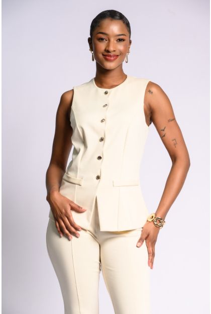 Cream Knit Waistcoat
