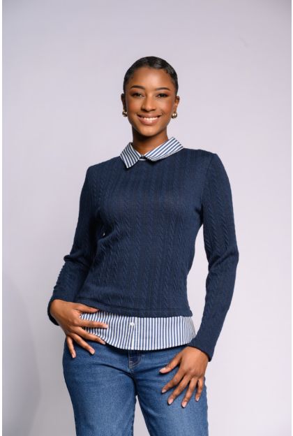 Navy Stripe TwoFor Top