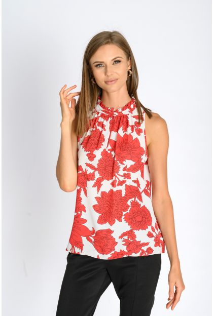 Print Frill Woven Top