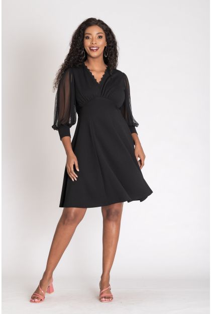 Knit Ruched Sleeve Dress
