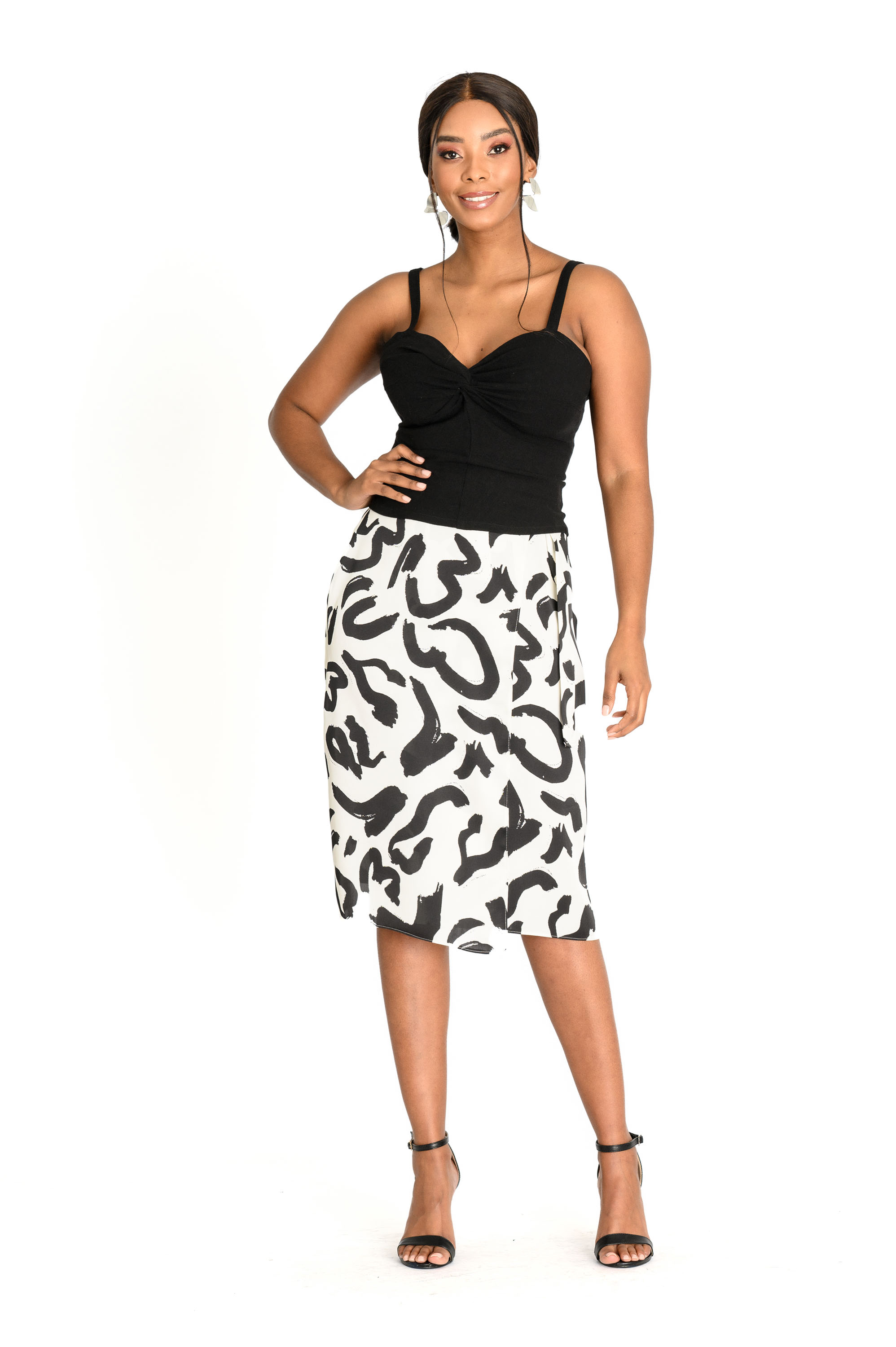 Animal print skirt black and clearance white